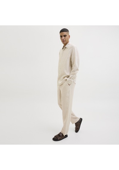 Jack & Jones Erkek Loose Fit Keten Pantalon - Karl - 12253120 Silver Lining