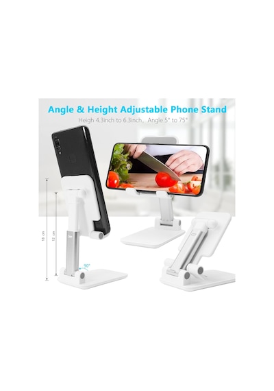Cep Telefonu Standı, Katlanır Masaüstü Telefon Standı, Açı Yüksekliği Ayarlanabilir Cep Telefonu Tutacağı, Masa, Ofis, Tablet Standı Tüm İphone, İpad, Samsung, 4-10" Cep Telefonu Ve Tablet İle Uyumlu