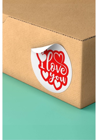90 Adet I Love You Kalpli Etiketi Kırmızı Beyaz 3x3cm St2038 Çok Renkli