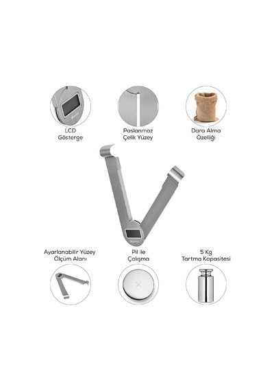 Karaca Gastro Scale 1001 Ekranlı Inox Mutfak Tartısı 5kg Kapasite