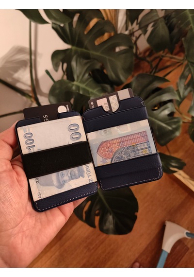 Prava Deri Suni Deri Basic Unisex Kredi Kartlık Lacivert