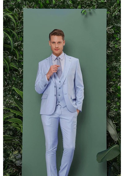 Efor Tk 871 Slim Fit Mavi Klasik Takım Elbise Mavi