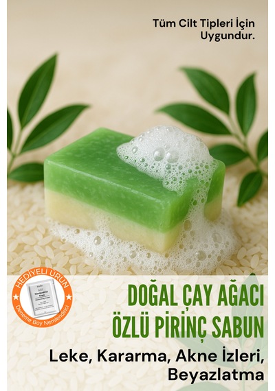 Leke Ve İzleri, Beyazlatıcı Etkili, Doğal Çay Ağacı Özü Pirinç Sabunu 110 Gr