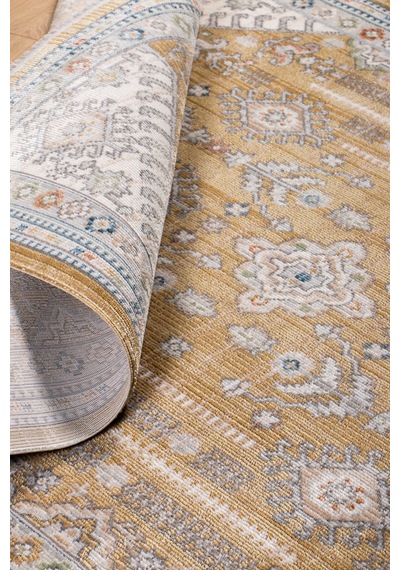 Polipropilen Polyester Pamuk Tabanlı Dokuma Halı Otantik Modern Salon Mutfak Halısı Gold Rengi N0104a Altın