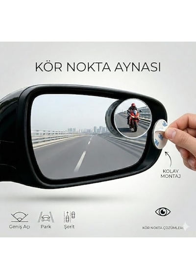 Geniş Açılı Araç Kör Nokta Aynası - 2'li Set, Ayarlanabilir Dikiz Aynası Yardımcı Çerçevesiz Hd Cam Ayna