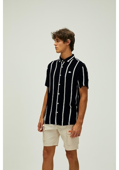 Bad Bear Sergio Shirt Siyah Kısa Kollu Çizgili Erkek Gömlek-siyah Siyah