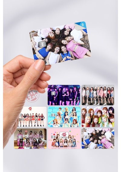 Twice Kpop K-pop Kart Kaplama Yapışkanlı Folyo Sticker 8 Adet Çok Renkli