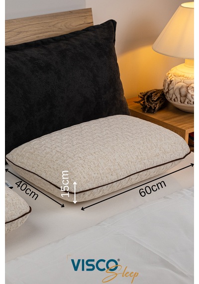 Visco Yastık Risus Ergonomik Yastık Doğal Keten Kılıf 60x40x15cm