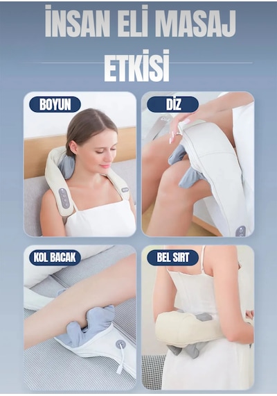 Yues Isıtmalı Şarjlı Ovmalı Masaj Aleti Boyun, Sırt, Bel, Omuz Bej