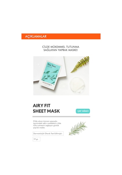 Missha Çay Ağacı Yağı İçerikli Sivilce Karşıtı Yaprak Maske 1 Adet Airy Fit Sheet Mask Tea Tree