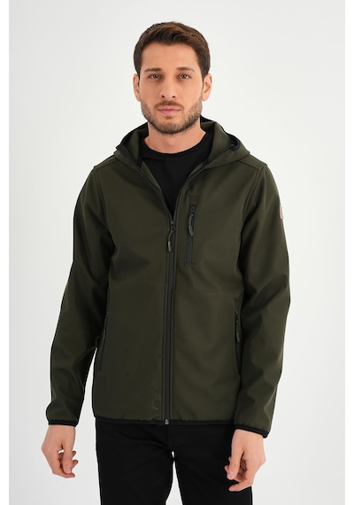 Alexander Gardi Alexandergardı Fermuarlı İçi Polarlı Su İtici Softshell Kumaş Kapüşonlu Mont E24-mnt-01 Haki