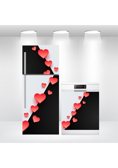 Buzdolabı Ve Bulaşık Makinesi Kapak Sticker Folyo Kaplama Kalpler (362797080)