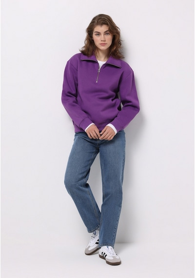 Colin's Colins Regular Fit Fermuarlı Nakışlı Kadın Mor Sweatshirt Cl1065678 Q1.v2 Prp