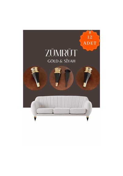 Zümrüt Gold Siyah Mobilya Koltuk Ayağı Chester Komidin Tv Ünitesi Vestiyer Ayağı 17 Cm 12 Adet