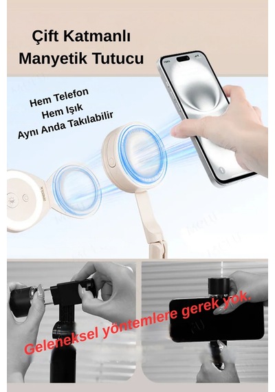 Wearfitpro Otomatik Açılır Manyetik Telefon Tripodu Uzaktan Kumandalı Selfie Çubuğu Cep Telefonu Tutucu Standı
