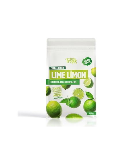 Dondurularak Kurutulmuş Lime Limon 16 G Freeze Dried Meyve Cipsi Çıtır Meyve Kurusu 1 Adet 18 G
