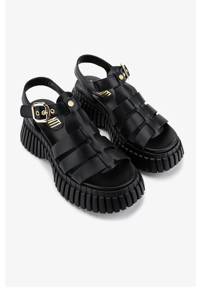Valmenti Kadın Hakiki Deri Siyah Deri Düz Sandalet 1141 842 Bn Sndlt Y26 Black Leather