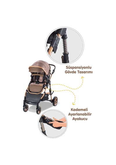 Babycare Bora Cross Travel Sistem Bebek Arabası Gold