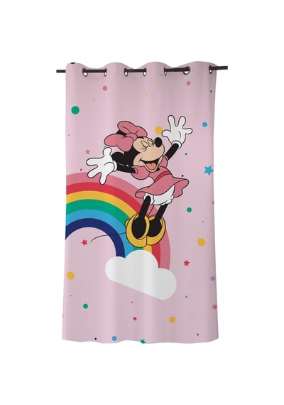 Disney Minnie Mouse Düz Pamuk Saten Hazır Perde, Çok Renkli, Tekli