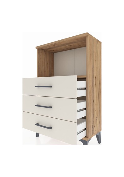 Arges Komodin Tek Raflı 3 Çekmeceli 60x30x96 Çam-aytaşı Atlas Çam