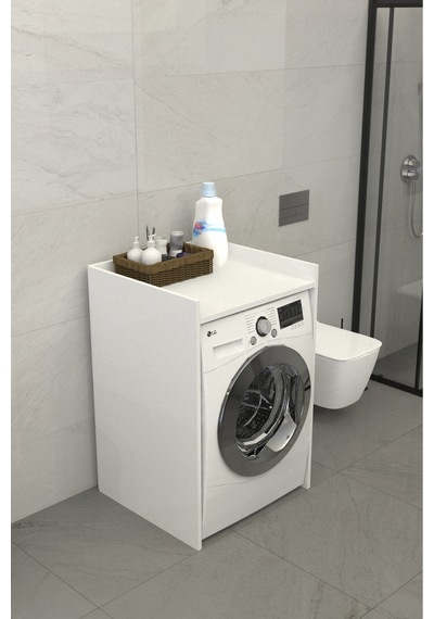 Flowo Banyo Dolabı Çamaşır Makinesi Dolabı Beyaz Beyaz