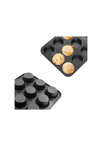 12 Li Muffin Kalıbı Teflon Çelik 100 Muffin Kağıtlı 719516 Çok Renkli