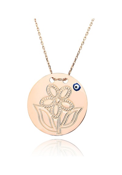 Kuyumcudukkani Nazarlık"çiçek"sembol Madalyon Kolye-35199-r Rose Gold