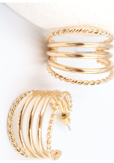 Gold Çelik Küpe 2,5 Cm Çok Renkli