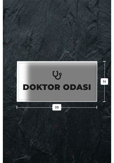 Doktor Odası Yazılı - Metal - Beyaz Renk - Kapı İsimliği - 30x15 Cm