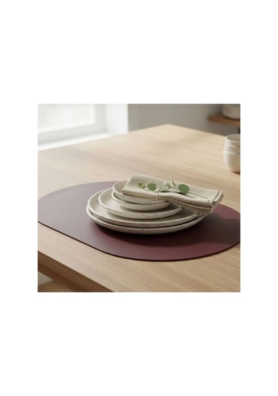 Kk Swords 4+1 Adet Deri Amerikan Servis+runner Set 4 Amerikan Servis -1 Runner Supla Decor Masa Decoru Bordo