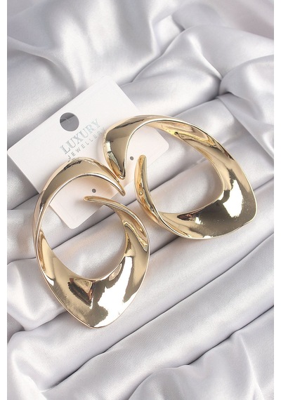 Pirinç Gold Renk Halka Model Vintage Kadın Küpe