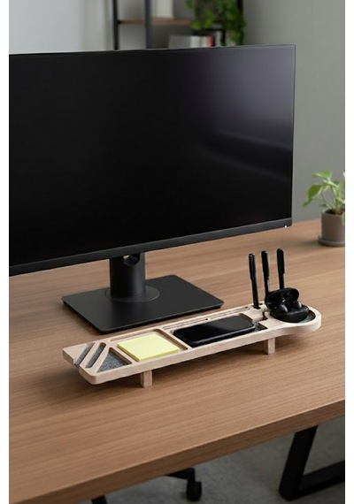 Ahşap Masaüstü Kalemlik Organizer & Telefon Standı