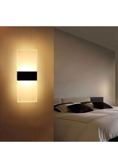 12 Watt 3000 Kelvin Modern Tasarım Salon, Yatakbaşı Aplik, Led Duvar Aplik Elektrikle Çalışır Beyaz