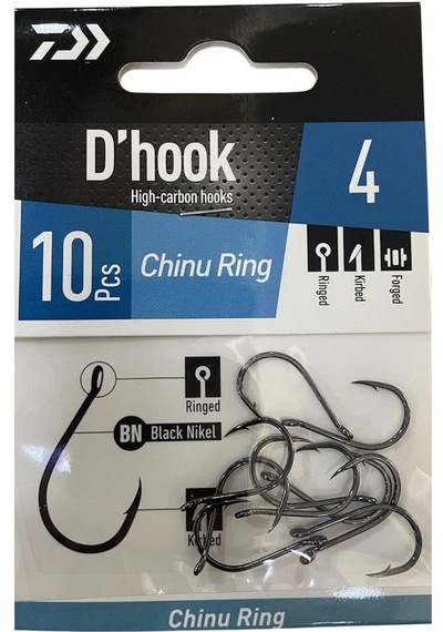 Daiwa D'hook Chinu Ring No:4 Black Nikel Olta İğnesi 10 Adet