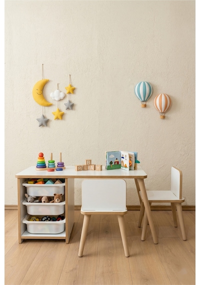 Çocuk Masa Sandalye Takımı 90x45 Cm 3 Sepetli Çocuk Çalışma Ve Aktivite Masası Yaz-sil,2 Sandalyeli Beyaz Çocuk Masa Sandalye Takımı 90x45 Cm 3 Sepetli Çocuk Çalışma Ve Aktivite Masası Yaz-sil,2 Sandalyeli Beyaz