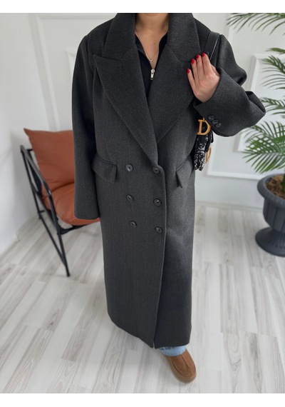 Keymoda Kadın Premium Kalite Kaşe Kaban Siyah Siyah
