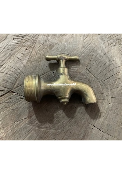 Dmr El Yapımı Pirinç Antika Musluk Eski Bahçe Musluğu Hamam Musluğu 1930 Sarı