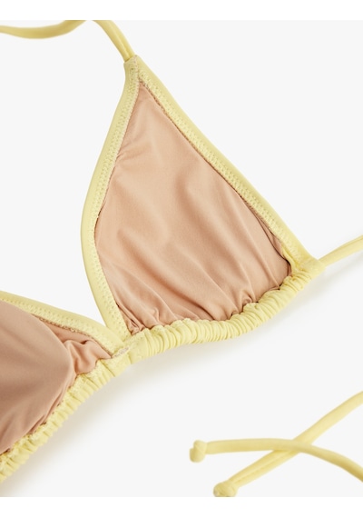 Koton Boyundan Bağlamalı Üçgen Bikini Üstü Sarı 6sak10002mm