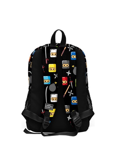 Coral High Kids Siyah Ninja Desenli 2'li Okul Çanta Seti Set0223473