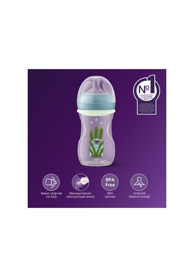 Doğal Tepkili Gece Biberonu 260 Ml No:3 Karanlıkta Parlar Scy903/81