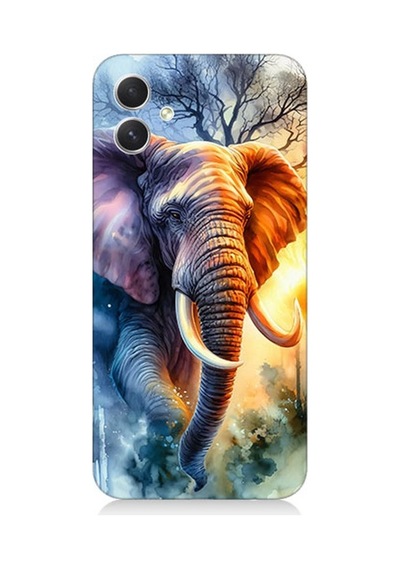 Samsung Galaxy A04 Uyumlu Ateşte Yürüyen Fil Desenli Silikon Kılıf Çok Renkli