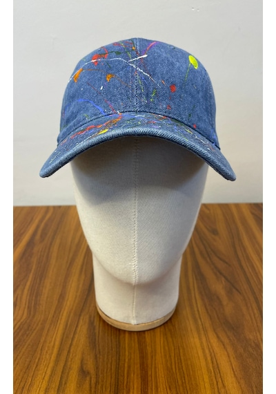Jean Denim Kot Kumaş Vintage Unisex Cap Şapka Lacivert - Indigo