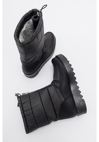 Luvishoes Vay Siyah Fermuarlı Kadın Kar Botu Siyah