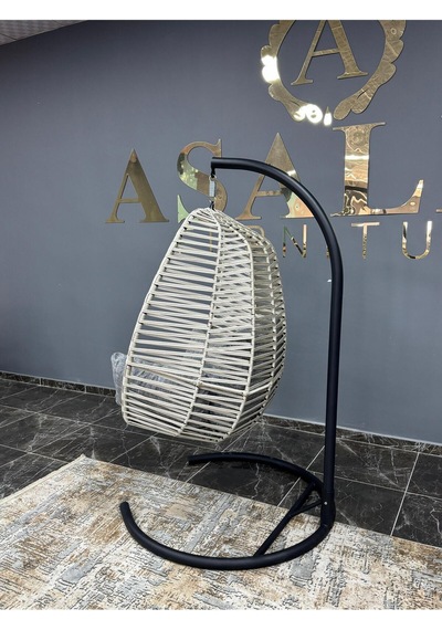Istanbul Luminea Home Tek Kişilik, Ip Örgü, Bahçe, Balkon, Ev Salıncağı, Gri Minderler Dahil