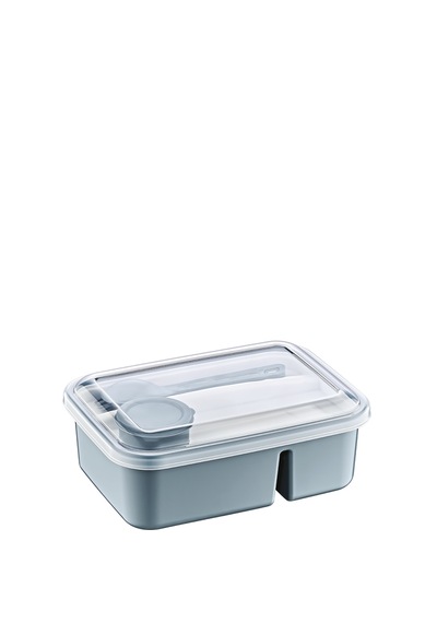 Lunch To Go Bölmeli Beslenme Kutusu Sosluk Hazneli Çatal ve Kaşıklı 920ml 40ml 14,5x20x7,4(H)cm Pudra