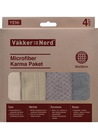 Vakker Nord Microfiber Karma Paket 4'lü Renkli