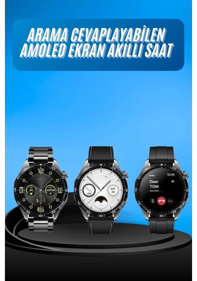 Amoled Ekran 3 Kordonlu Akıllı Saat 5.0 Bluetooth Bağlantılı Android Ve İos Uyumlu
