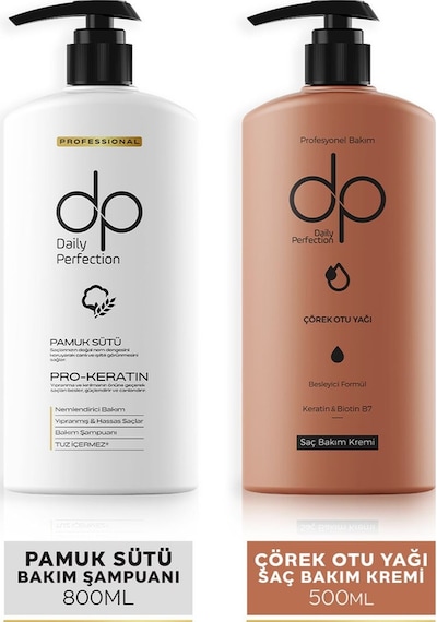 Dp Daily Perfection Şampuan Pamuk Sütü 800 ML & Saç Bakım Kremi Çörek Otu Yağı 500 ML