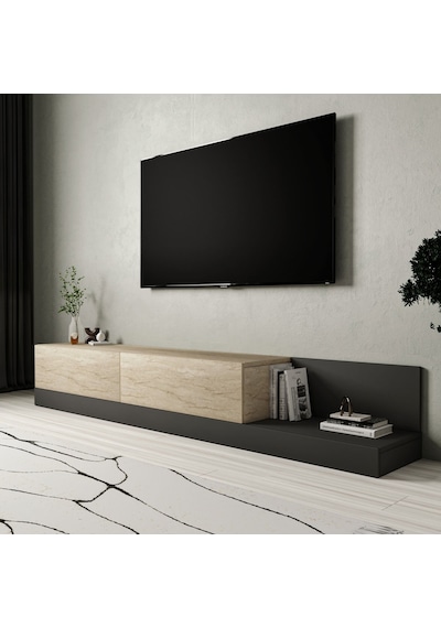 Majör Modern 2 Kapaklı Tv Sehpası 180 Cm Traverten