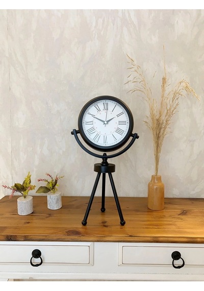 Siyah Metal Mini Tripod Modern Masa Saati 45 26 Cm Çok Renkli